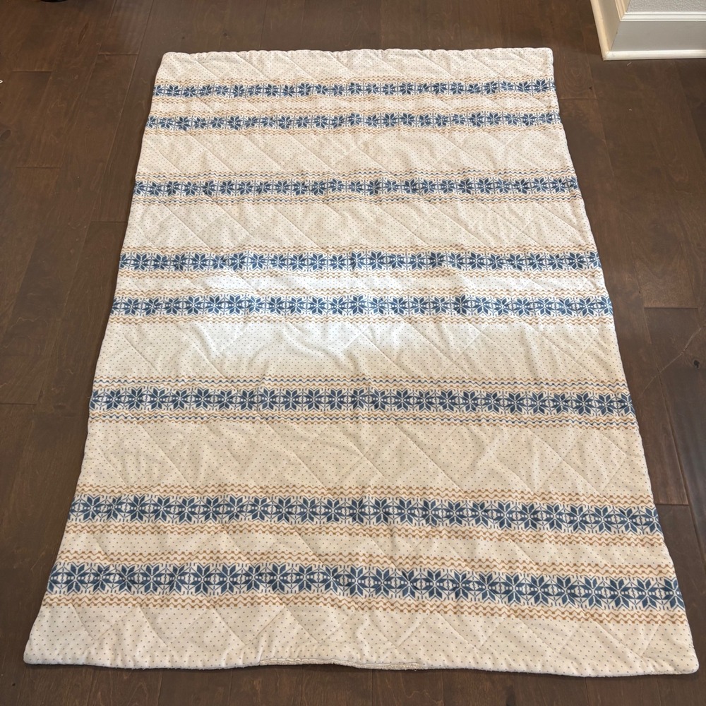 Woolrich Sherpa Fleece Throw Blanket Fair Isle Snowflake Winter Blue‎ 68x46